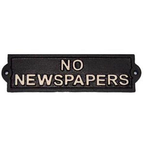 Cast Iron No Newspapers Sign | The Old Tin Shed